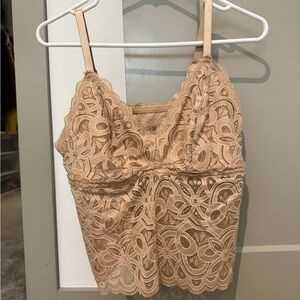 Aerie Tan Lace Tank Top